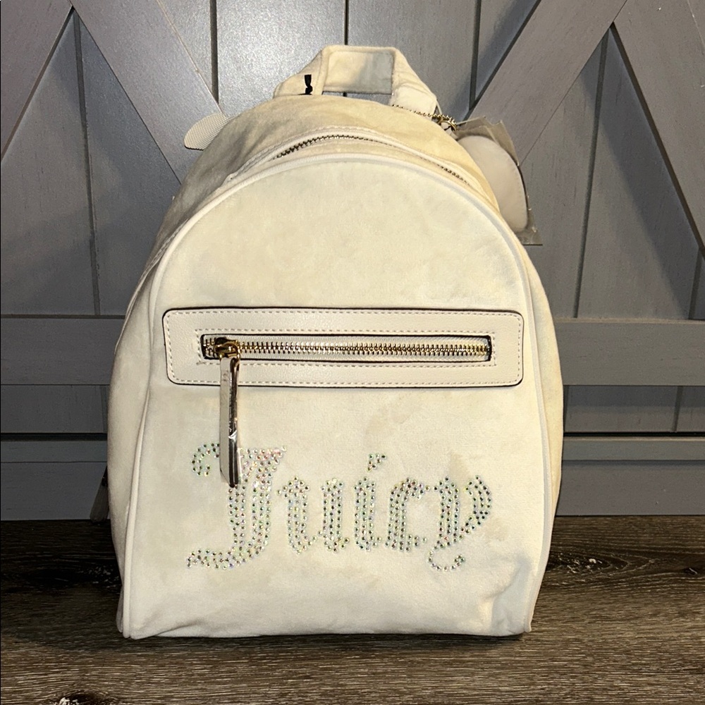 Juicy Couture Cream Backpack with Studded Logo and Bag Charm
